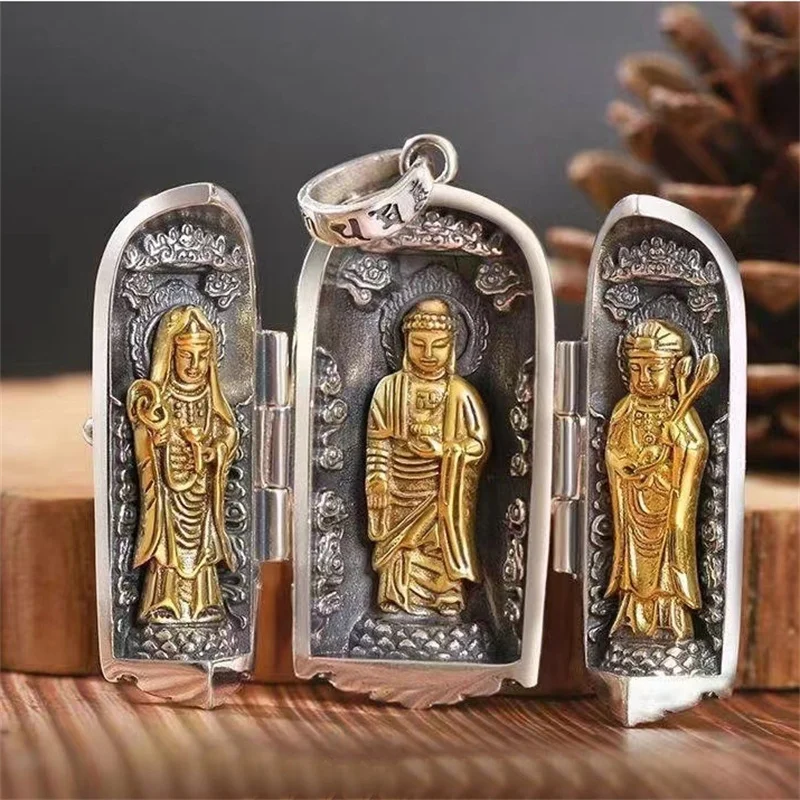 

Мужской кулон-оберег Бодхисаттвы с рельефным изображением Будды, цепочка для свитера, ретро-стиль, для мужчин, ювелирные изделия