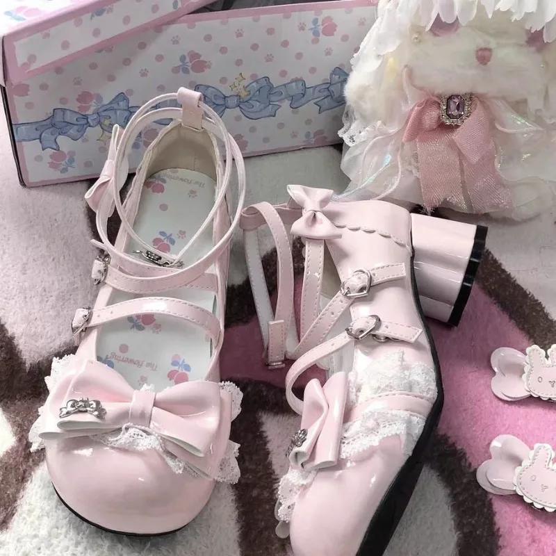 

Sweet Cute Bow Lolita Shoes for Women Designer Cat Claw Heel Mary Jane Woman's Shoes Fashion Comfortable Women's Pumps and Heels