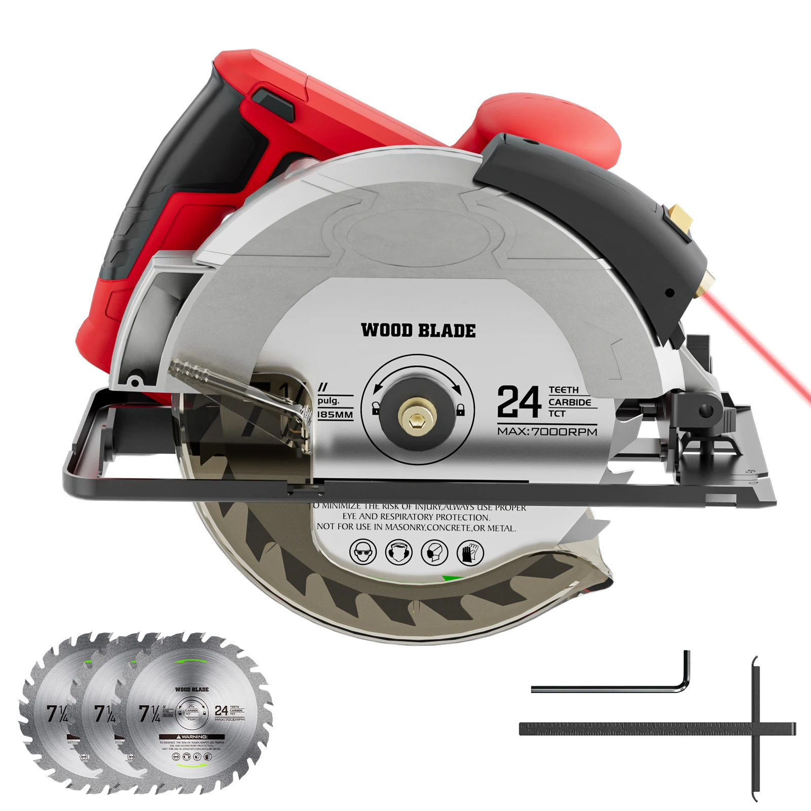 New Design 12A 5500RPM Corded Circular Saw with 7-1/4''  Blade Band Saw Steel Mini Circular Saw Power Tools Wood Machine