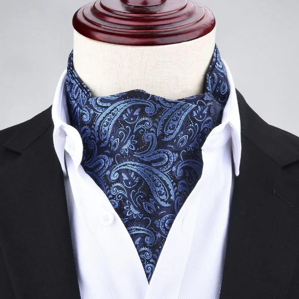 Elegant Mens Wool Neck Scarf Vintage Jacquard Pocket Square Business Formal Accessory Gentleman Style Cravat Necktie