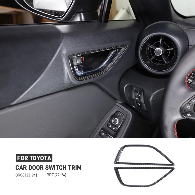 

Real Dry Carbon Fiber Interior Door Handle Frame Trim Cover Stickers For Toyota GR86 Subaru BRZ 2022-2024 Decorative Accessories