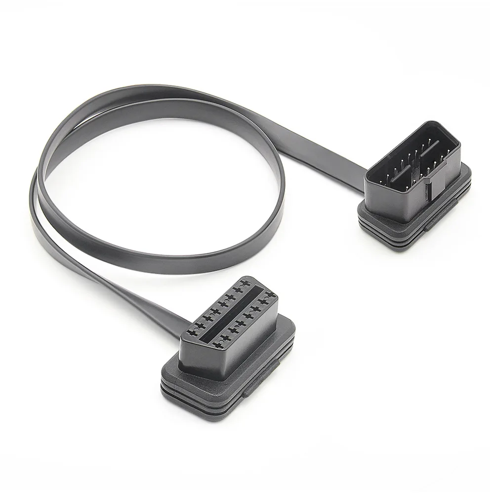 16Pin 60CM OBD2 Extension Cable 8pin Adapter Cable Flat+Thin As Noodle OBDII Male To Female Socket Connector With ON/OFF Switch