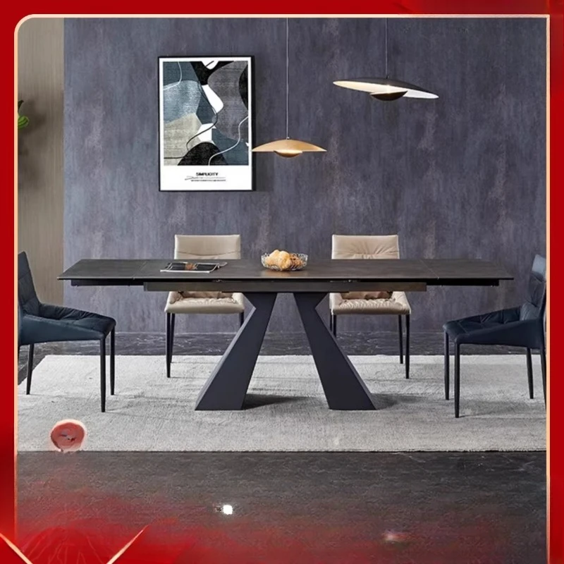 

Italian minimalist rock slab dining table, multi-functional folding retractable dining table and chair combination