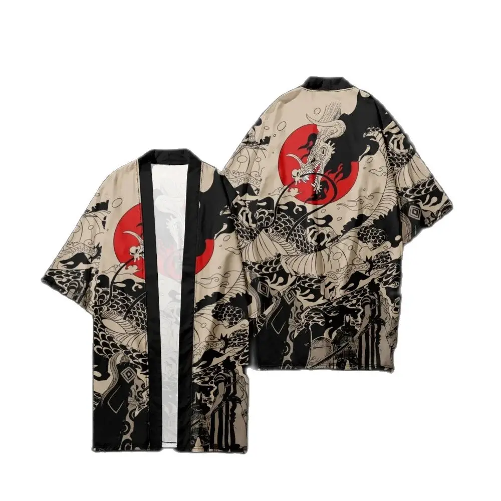 

Summer Crane Print Kimono Cosplay Unisex Shirt Beach Tops Fashion Streetwear Loose Cardigan Bathrobes Harajuku Yukata Chic Haori