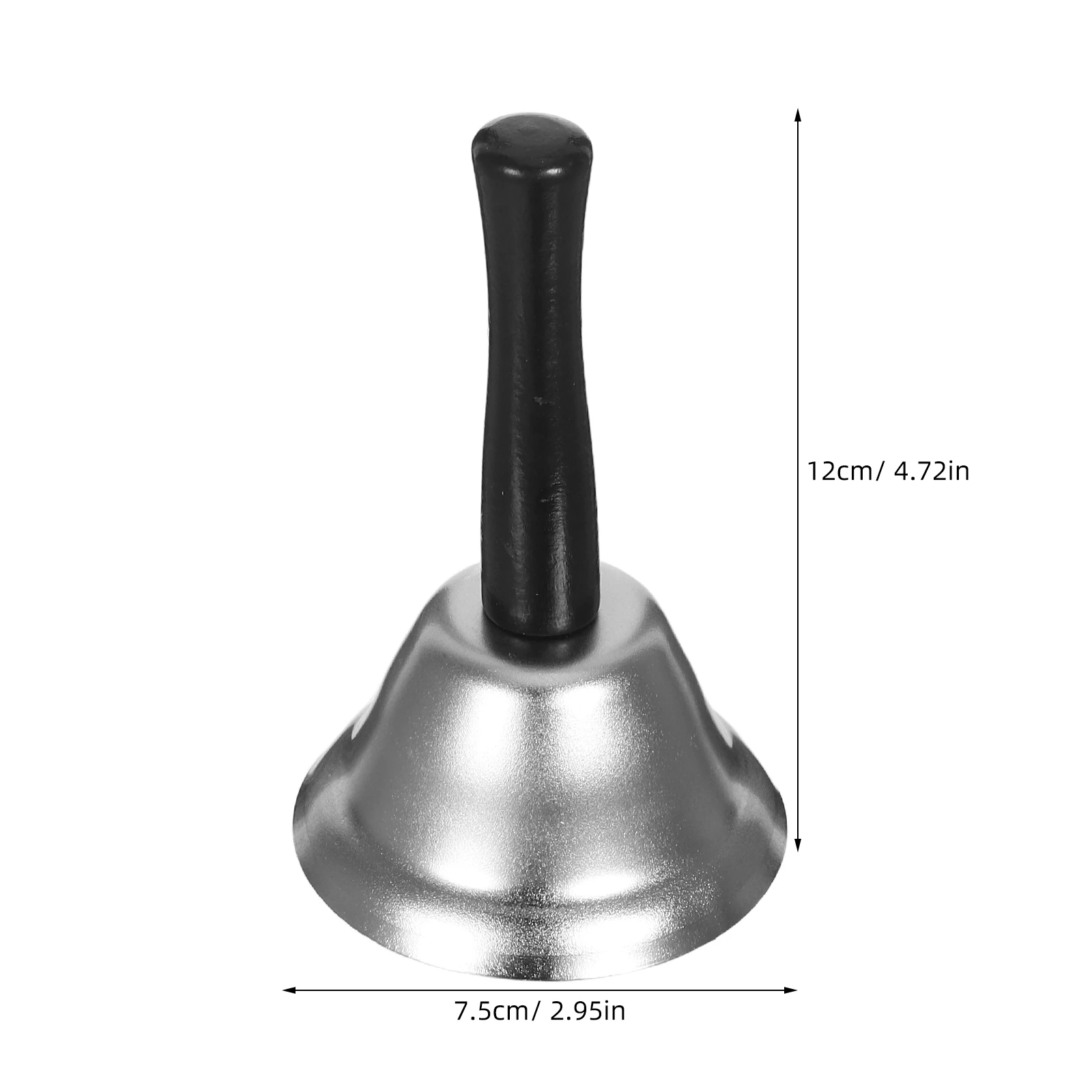 2 قطعة 7.5 سنتيمتر جرس اليد مصنوع من الحديد المصقول قبضة مريحة مقبض خشبي أسود طويل لكبار العناية بالمعاقين استخدام عيد الميلاد #5