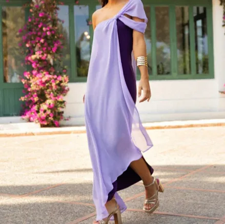 

Women Sexy Gauze Patchwork Long Dress Angled Shoulder Elegant Irregular Dress Slim Flowing Dress Chic Sleeveless Summer Robes