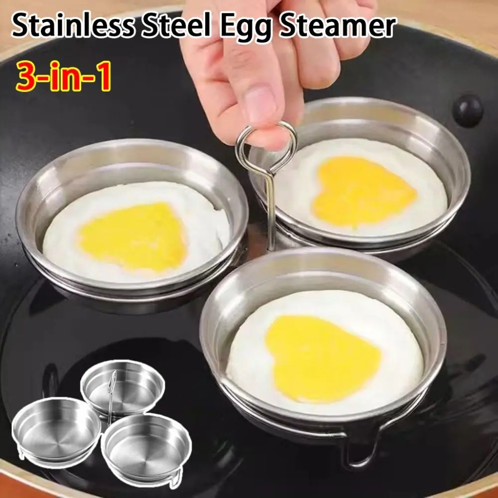 New Stainless Steel Egg Cooker Heart-Shaped 3-in-1 Omelette Mold Boiled Egg Artifact Kitchen Cooking Tool