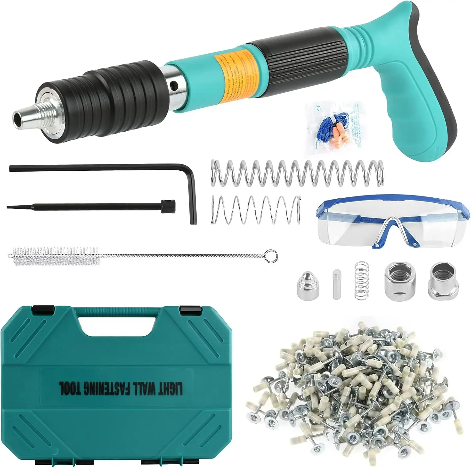 Kits de pistola de pregos com 120 peças de unhas, 5 velocidades, manual, aço, fixação de parede, máquina de tiro de unhas, dispositivo de fio de âncora de parede