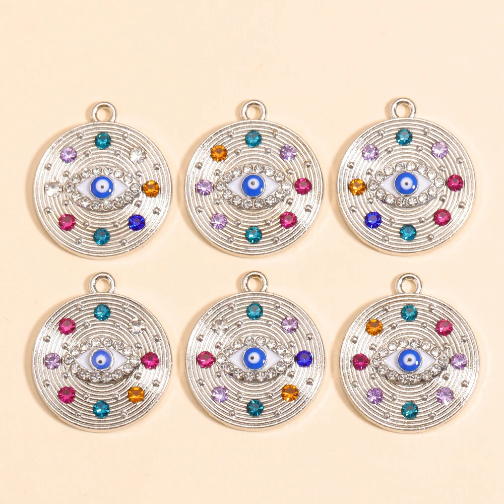 Silver Plated Alloy Evil Eye Charms for DIY Jewelry Making