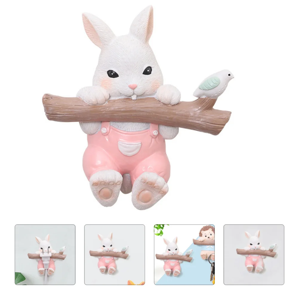 Bunny Hook Ornament Wall Adornment Towel Decorative Hanger Resin Lovely Clothes Rabbit Shape Child Cartoon