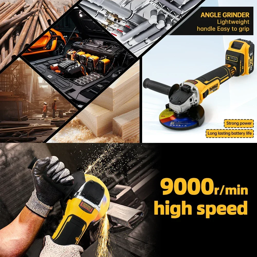 DEWALT DCG405NT Brushless Angle Grinder Wireless Polisher 125MM/100MM 9000 RPM Cutting Machine 20V Battery Portable Power Tools