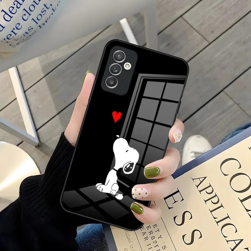 Cartoon Snoopy Dog Phone Case for Samsung S24 S23 S21 S20 S22 A24 A34 A54 A53 Note 20 Pro Ultra Plus Glass Back Cover