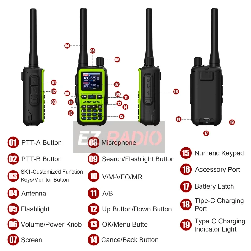 Baofeng UV-5R Mini Ham Radio Long Range NOAA Weather Walkie Talkie APP Programming Copy Frequency 999CHan Handheld Two Way Radio