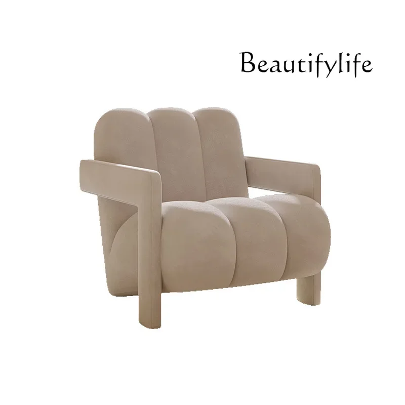 French cream style casual designer lazy lamb wool living room balcony modern simple single sofa