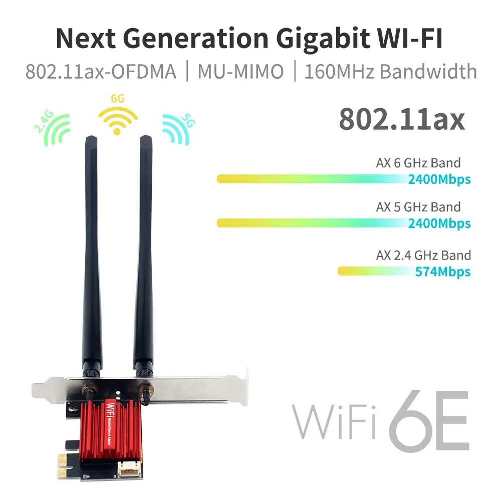 FENVI WiFi 6E AX210 Wireless PCI-E Adapter Tri-band 2.4G/5G/6Ghz Compatible BT 5.3 802.11AX Network Wi-Fi Card For PC Win 10/11