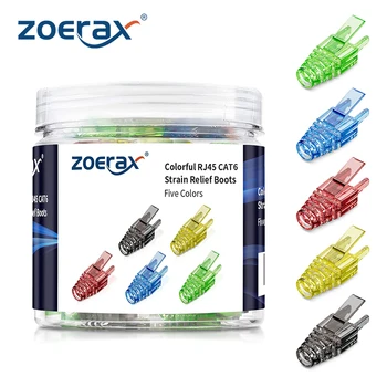 ZoeRax RJ45 موصل الأحذية غطاء سلالة الإغاثة الأحذية لمعيار CAT6 إيثرنت كابل LAN كابلات الموصلات 100 قطعة متعدد الألوان