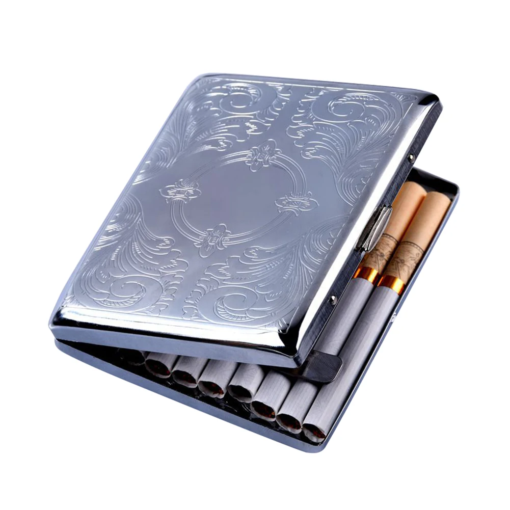 New Metal Cigars Cigarettes Cases For About 20 Sticks Cigarette Stainless Steel Tobacco Cigarette Boxes Tools 1PC