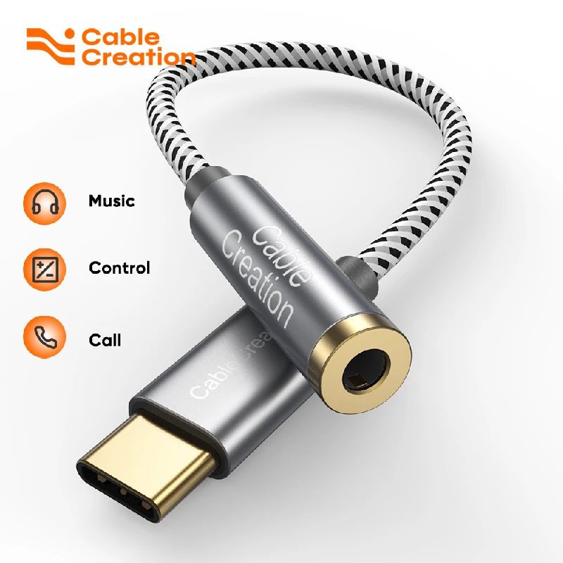 CableCreation USB C to 3.5mm Audio Adapter, Type C to Headphone Adapter, USB C to Aux 24bit/96kHz HiFi DAC Cable