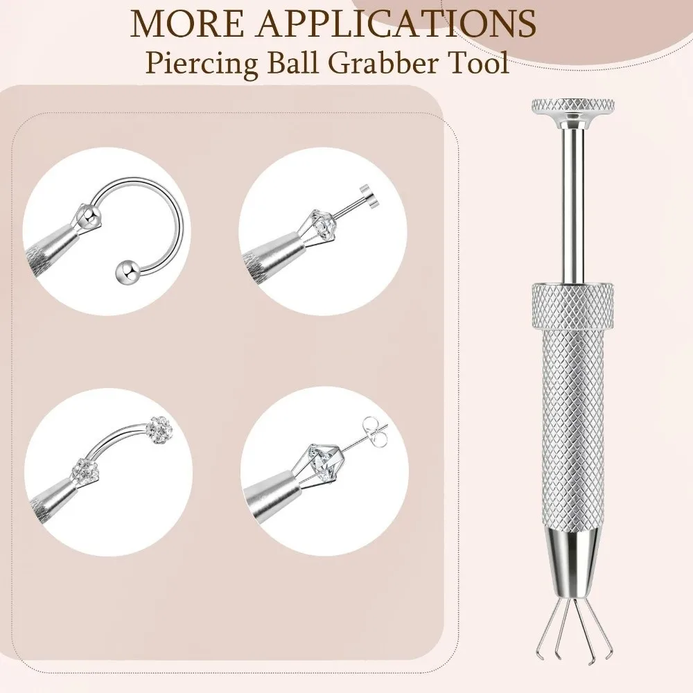 1/2pcs Stainless Steel Piercing Ball Grabbers 4-Prong Anti-Slip Mini Grabber Pens Precision Earring Tool