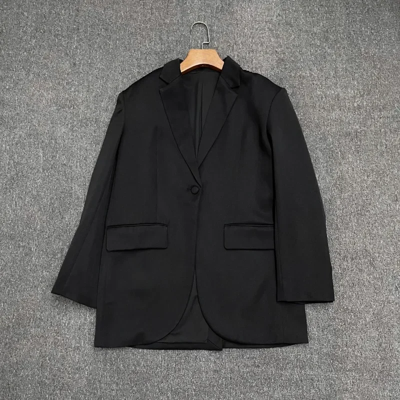 Blazer en laine de luxe pour femme, Silhouette adt, Veste trempée à un bouton, Col principal simple, Nouveau, Automne, Hiver, 2024