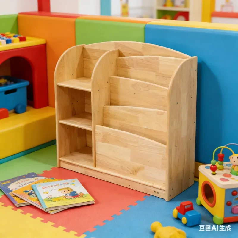 Solid Wood Kids Storage Cabinet Baby Furniture Organizer Rack Safe Nursery Shelf for Home School Mall Use Multi Functional