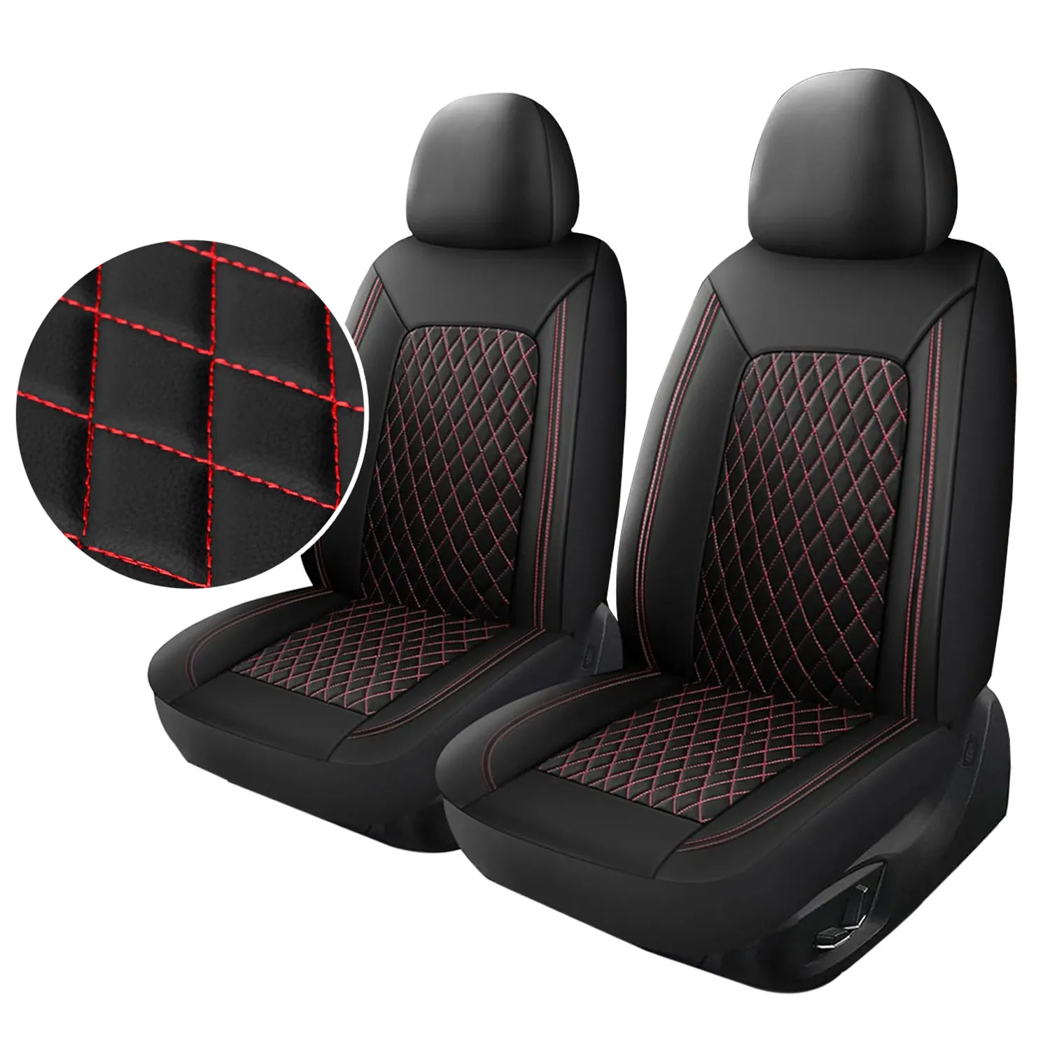 All-Season Quilted Faux Leather Car Seat Covers Universal Fit Most Cars image 3