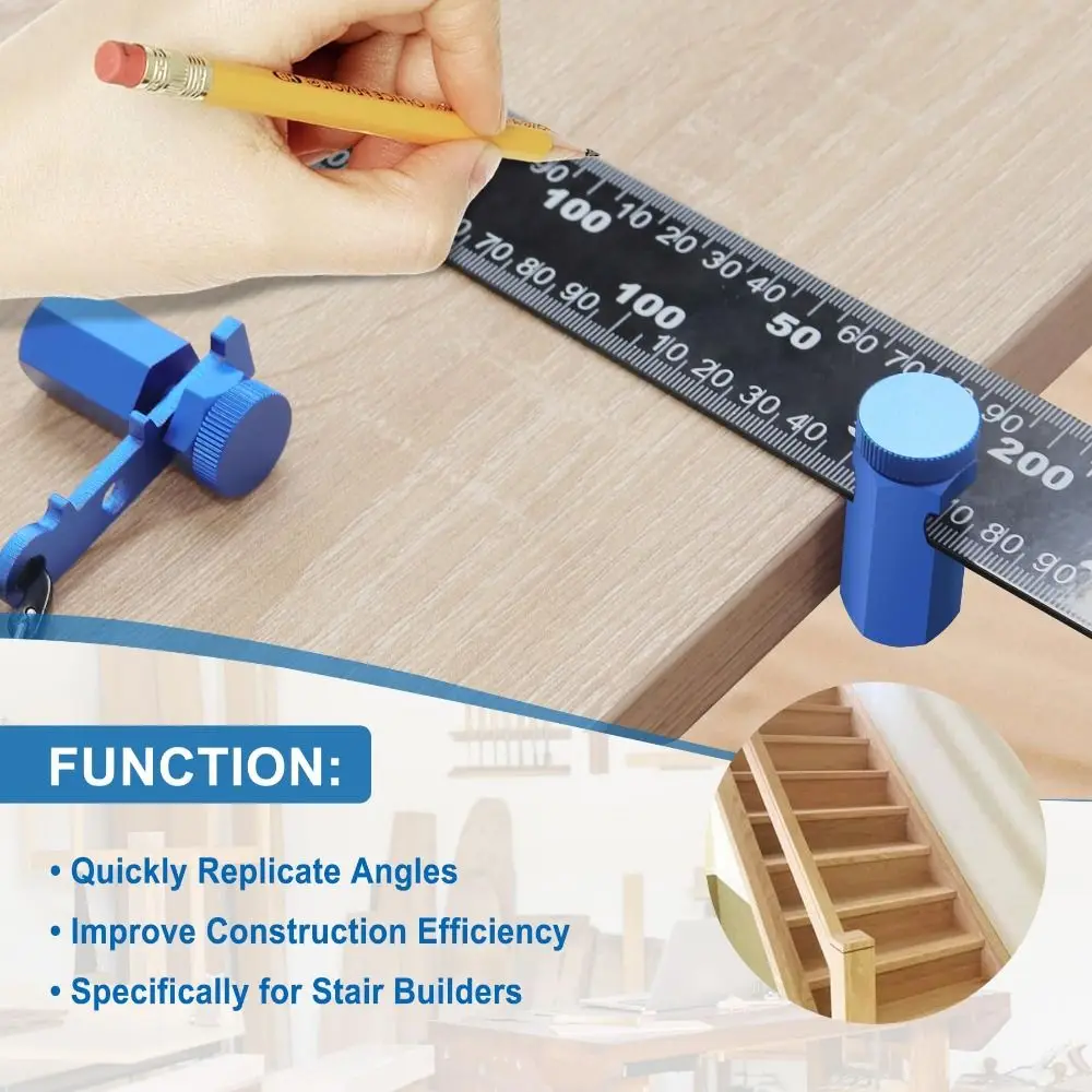 Precision Stair Gauge Hexagonal Portable Framing Jig with Holder Multi-Function Versatile Circular Stair Layout Tool