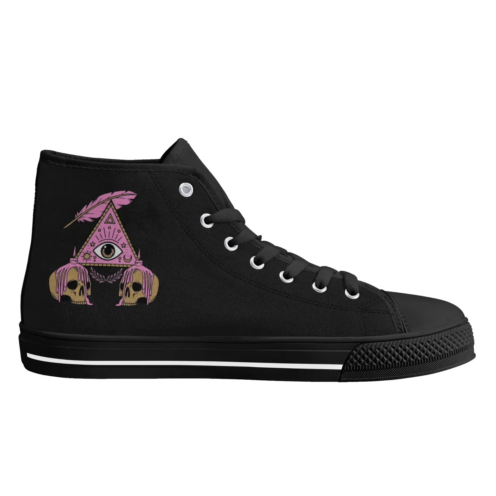 Custom Shoes Skull Graphic Men's Classic High Top Canvas Shoes Women Vulcanized Shoes Teenage Flats Sneakers Footwears