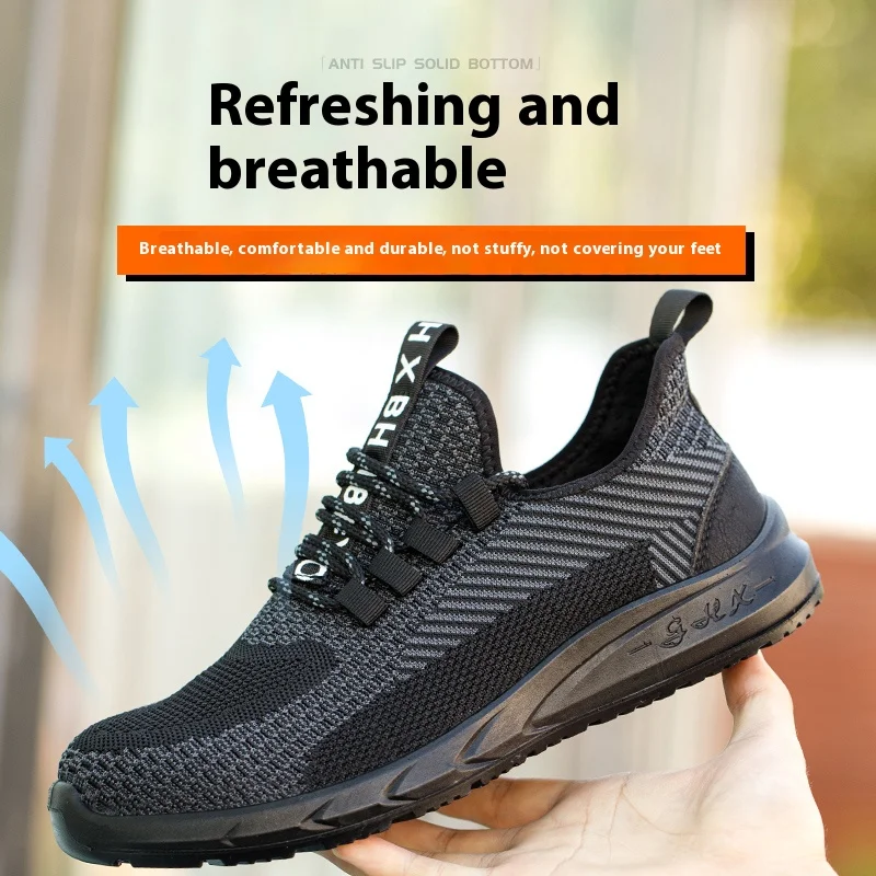 Men's Steel Toe Safety Shoes, Puncture Resistant And Indestructible Construction Work Boots, Summer Comfortable Safety Shoes