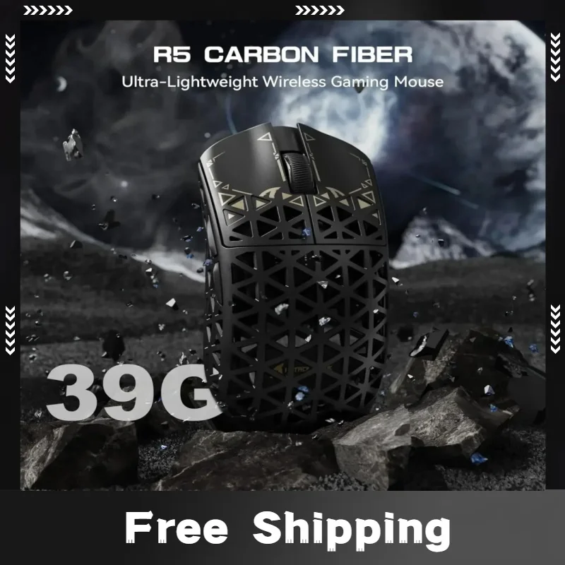 ATTACK SHARK R5 Ultra Wireless Mouse Carbon Fiber 8KHz Hollow 42000DPPA 3950MAX Sensor Nordic 52840 Chip Macro-definedMouse