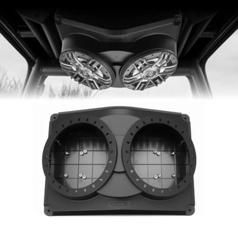 

UTV/Golf Cart/RV/Marine/Trailer dual 6.5-inch angled speaker pods, hard roof enclosure, black ABS plastic, weather-resistant un