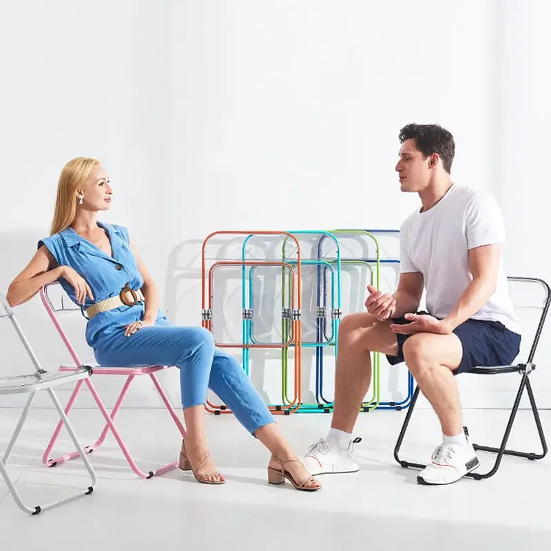 

Transparent Chair Fashion Trending Photo Chair Clothing Store Cosmetic Chairs Acrylic Dining Chair Stool Folding Silla Nordic