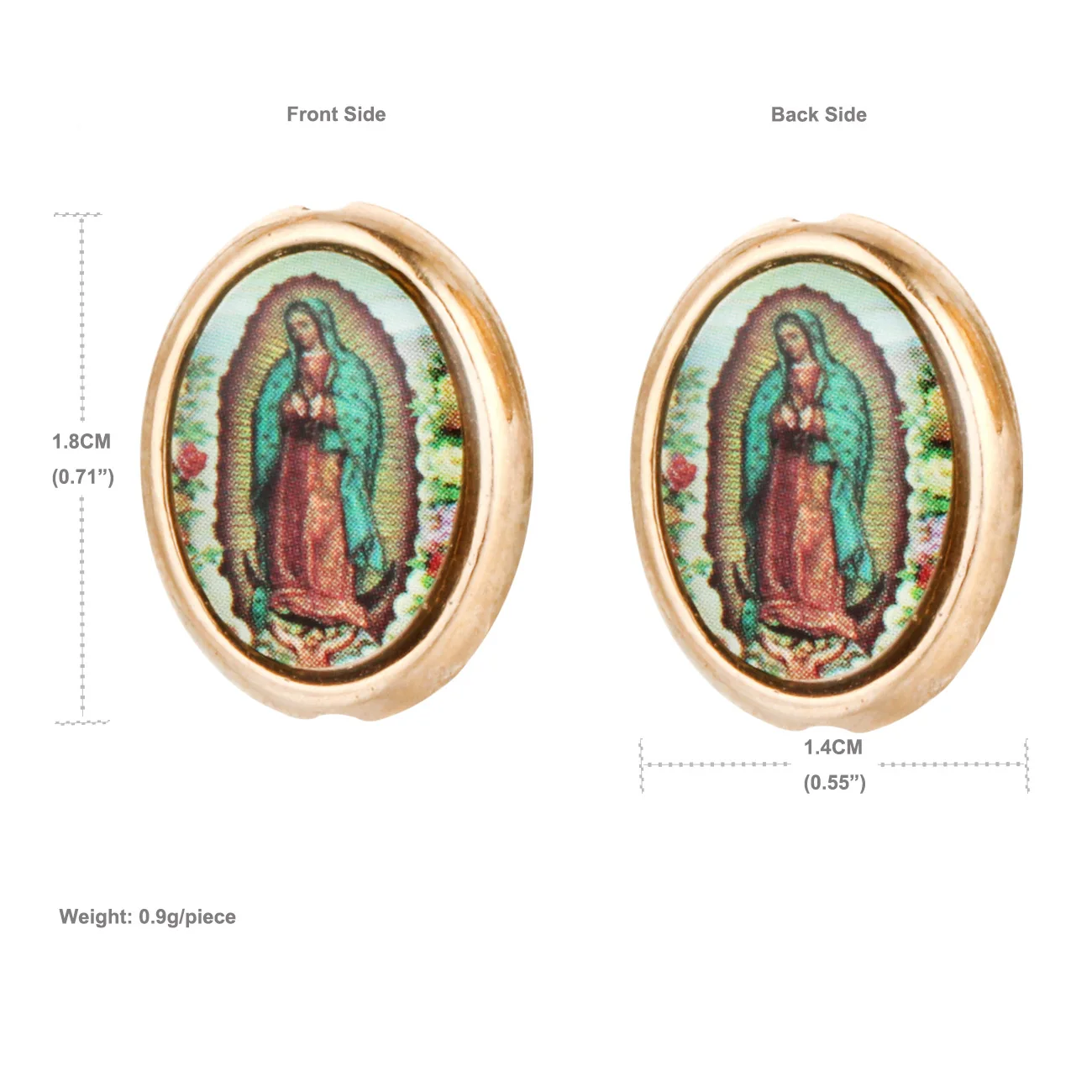 10pcs Catholic Our Lady of Guadeloupe Icon Beads Oval Shaped Virgin Mary Bead Charms for DIY Rosary Making Accessories