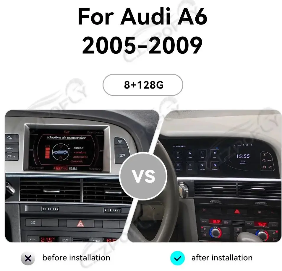 

Car GPS Navigation Player For Audi A6 2005-2009 Android 13 Carplay 12.3" Dual Screen Multimedia Display Car Radio 5G SIM