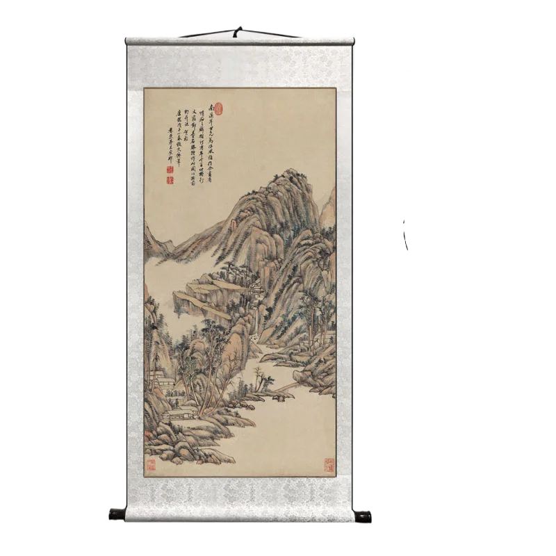 Antique Landscape Painting Hanging Scroll Traditional Chinese Painting Scroll Living Room Study Decorative Hanging Scroll
