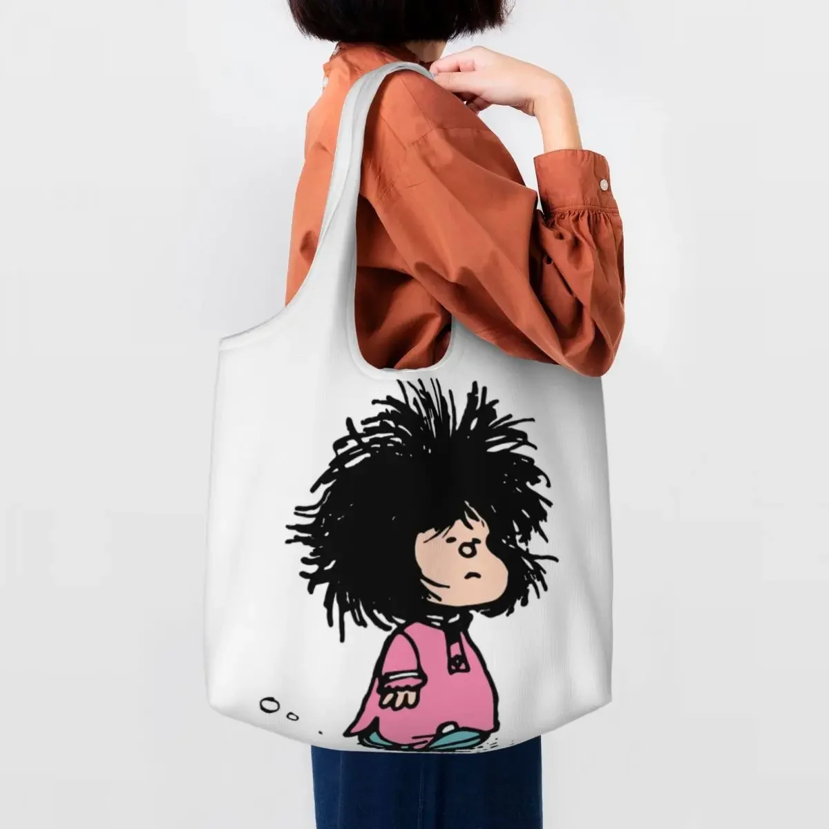 

Custom Humor Manga Mafalda Groceries Shopping Tote Bag Women Quino Argentina Canvas Shopper Shoulder Bags Big Capacity Handbag