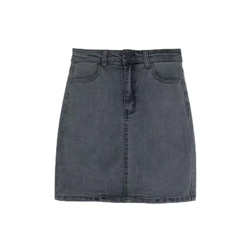 

Сетчатая красная джинсовая юбка с высокой талией Show Leg Long Stretch Wrap Buttock Женская летняя тонкая универсальная короткая юбка A Line Step Женская