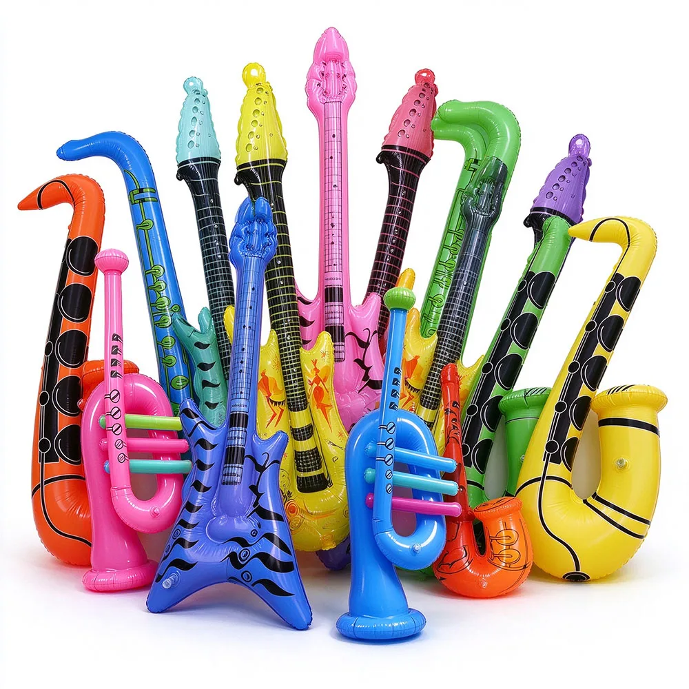 1-10pcs Inflatable Musical Instrument Balloon Guitar Bass Saxophone Trumpet Rock Band Photo Booth Props Birthday Party Decor