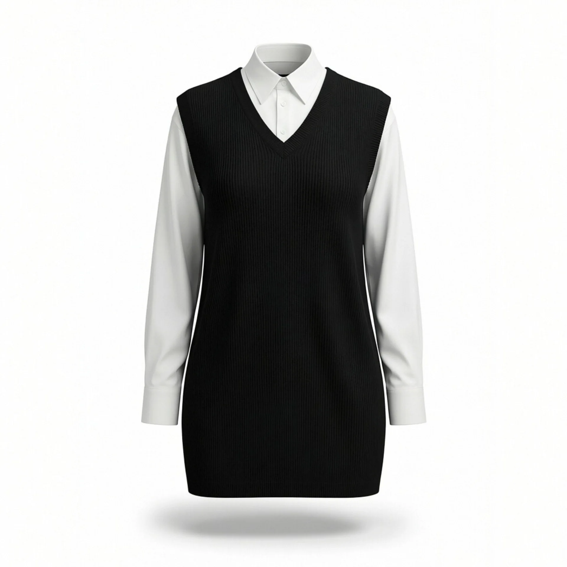 

Withered 2026 Spring New European And American Style Flip Collar Poplin Splicing Mini Dress