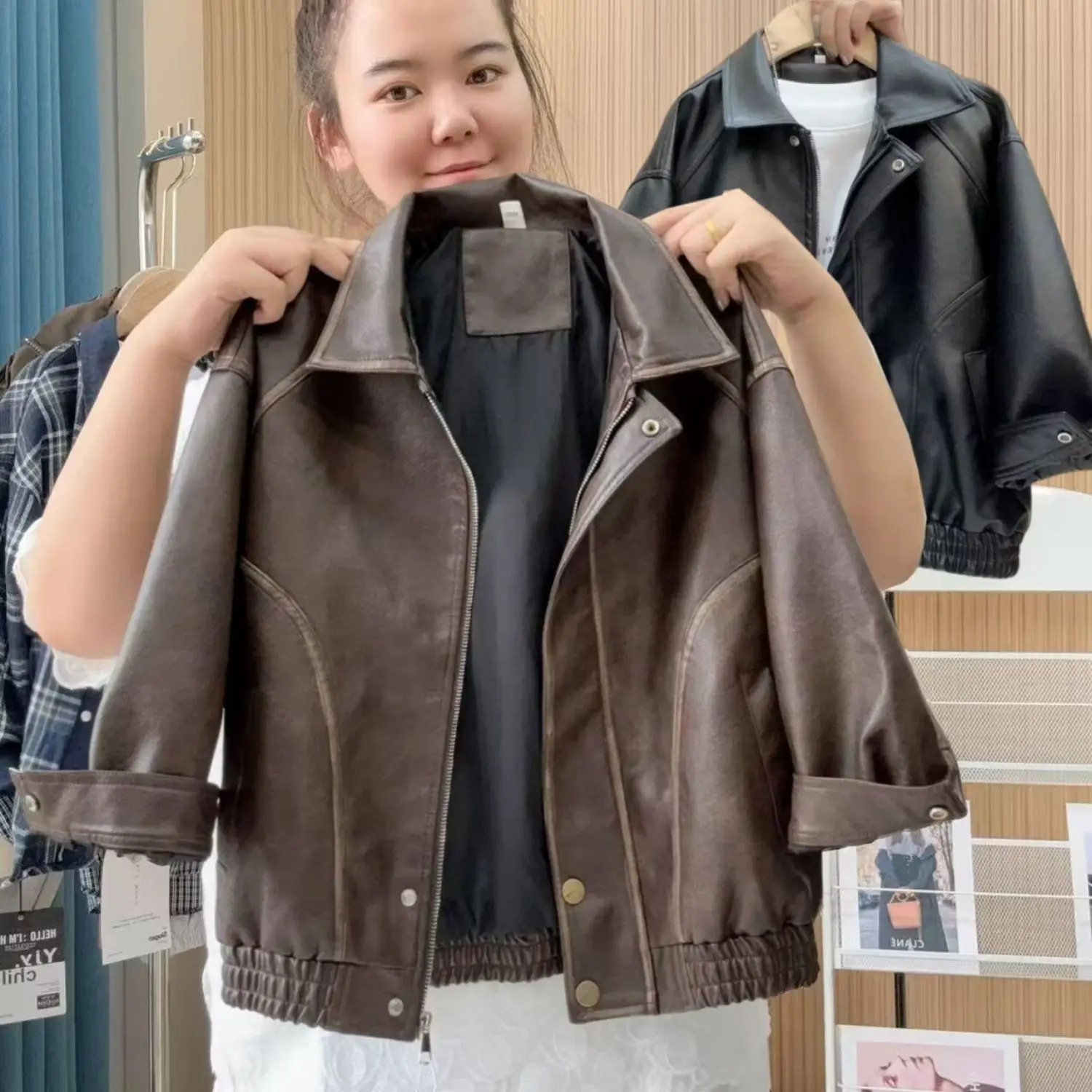 Boys Faux Leather Jacket Spring Autumn Casual Outerwear PU Biker Coat Kids