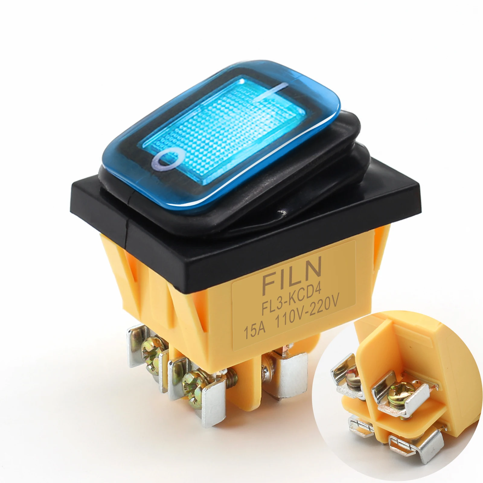 Ein/Aus 30A/250V Hochleistungs-4-Pin-DPST IP67 Versiegelter Wasserdichter T85 Auto- und Boot-Kippschalter mit LED 12V 220V 30x22