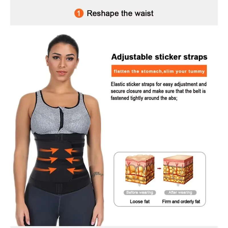 Vita da donna Trainer Doppia cintura Supporto lombare Cerniera regolabile Hot Yoga Sudore Dimagrante Dopo il parto Shapewear Multi-taglia