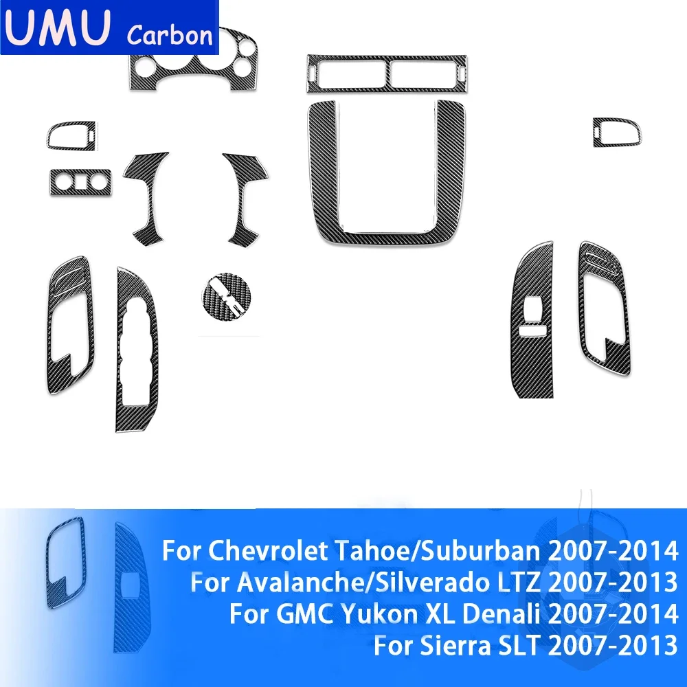 

Carbon Fiber For Chevrolet Tahoe Silverado LTZ GMC Yukon XL Denali Sierra SLT 2007-2013 Accessories Air Outlet Stickers LHD Set