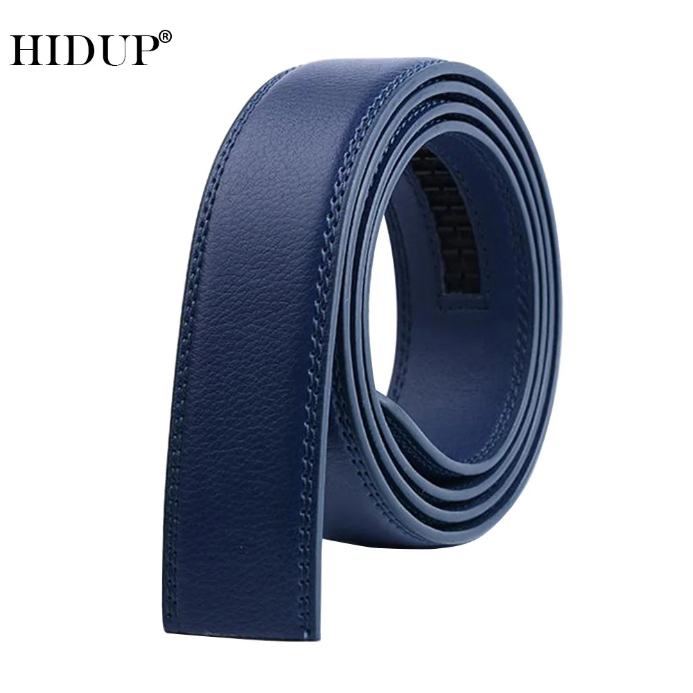 HIDUP High Quality Real Genuine Leather Automatic Model Belt for Men Blue Colour Strap Only Without Buckle 3.5cm Width