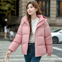 2026 New Style Korean Down Cotton Jacket Women Hooded Parkas Winter Padded Coat Thick Warm Loose Puffer Female Snow Wear Outwea