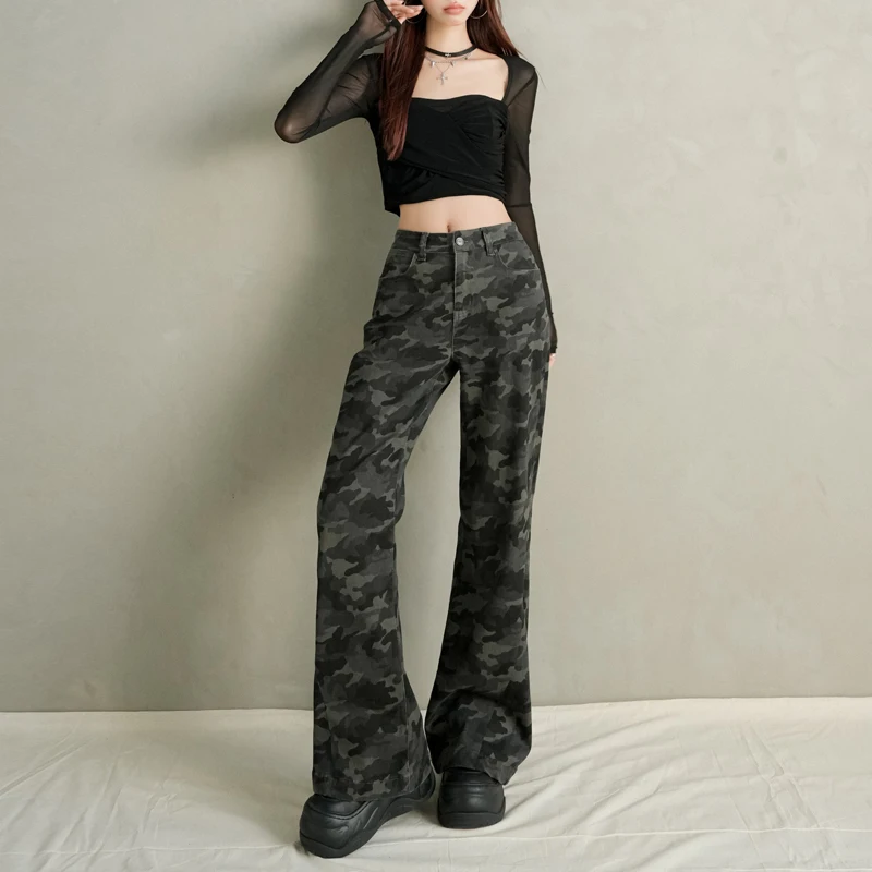 

Американские камуфляжные брюки в стиле ретро, облегающая рабочая одежда, повседневные мужские и женские брюки, узкая версия, модный новый стиль