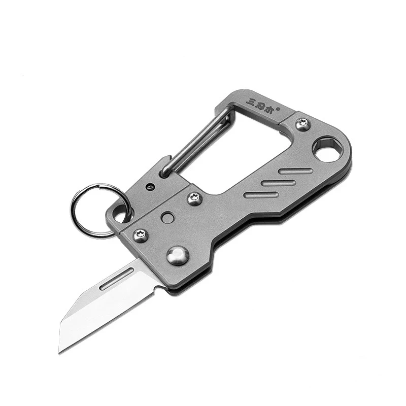 SANRENMU-Mini cuchillo de aleación de titanio para AUS-8, herramienta de botón colgante, para fruta, TC4, SK055