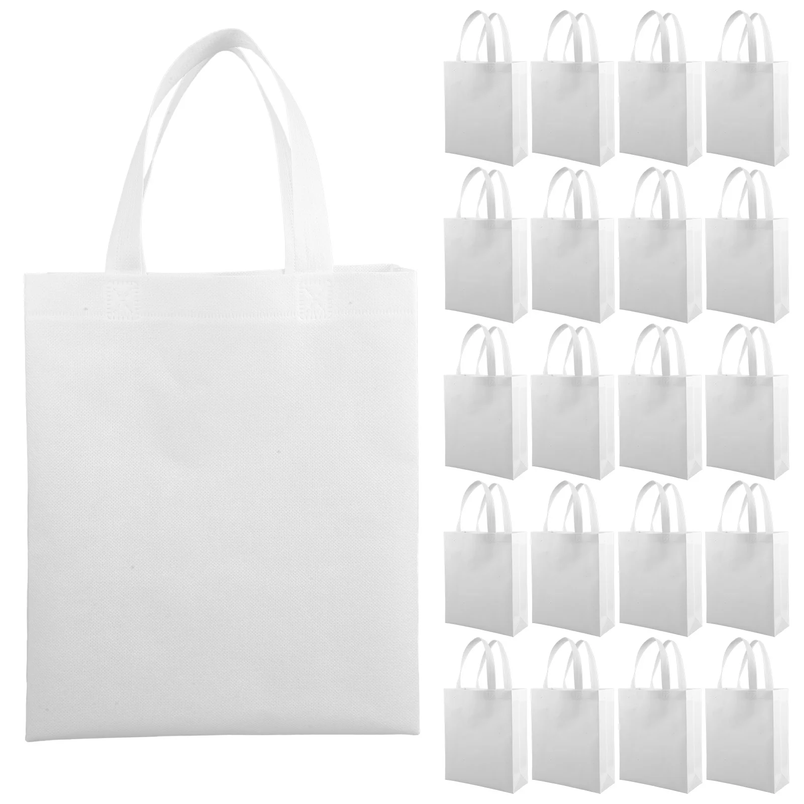 

30 Pcs Woven Tote Bags Yellow 25x30x10 Reusable Shopping Handbags Storage Travel Outdoor Shopping Tote Carry Gift Bag