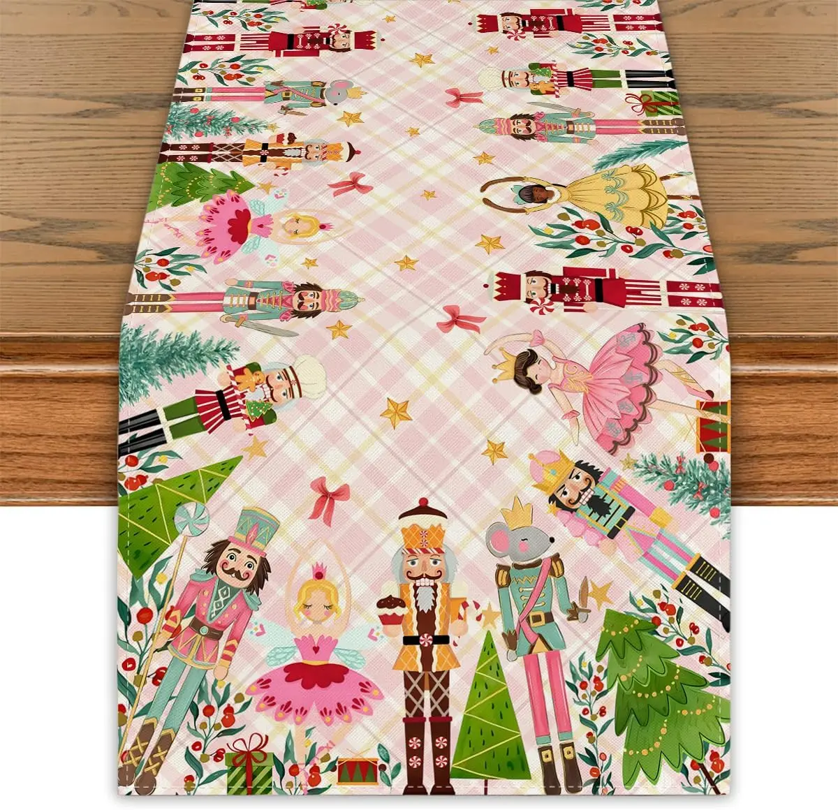Christmas Nutcracker Linen Table Runner Party Decor Reusable Winter Xmas Kitchen Dining Table Runner Christmas Decorations