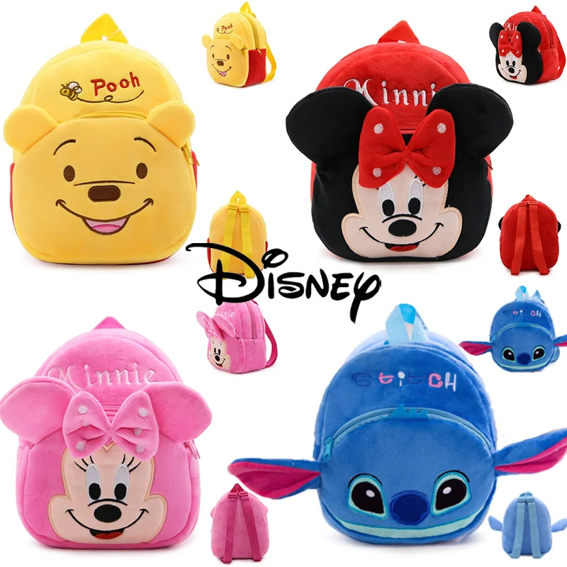 

Cartoon Backpack Mickey Mouse Minnie Winnie The Pooh Disney Plush School Bag for Kindergarten Child School Supplies Baby Bags